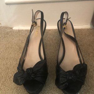Prada Leather Bow Heels Black 39